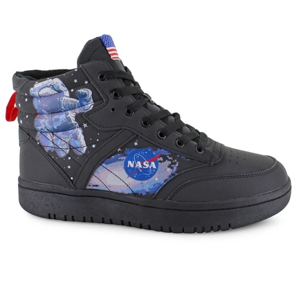 NASA Graphwell Spaceman Galaxy Gray Luminescent Reflective Hi Top Sneaker Men 12